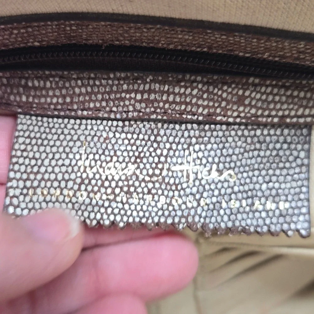 India Hicks Insider Stingray Gecko Brown Leather Clutch